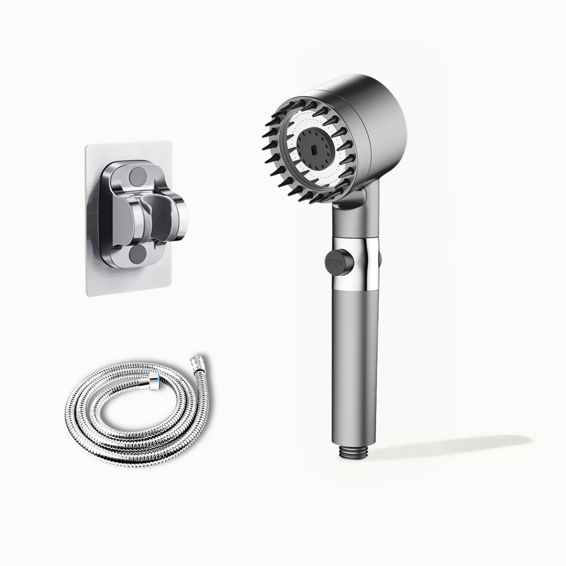 The Pureflow Filtration Showerhead - VANQUISITE Every wellness journey begins with pure water. 200% More Water Pressure. 30% Less Water Waste. Improves Hair and Skin Health. 3 Shower Modes tailored to you. Removes Rust and Mineral Deposits. Your Hair and Skin will Love You. Transform Your Skin and Hair to Radiant and Healthy in as Little as 2 Showers, right in your bathroom! shower head Showerhead + 1 filter, Showerhead + holder, Showerhead + holder + hose (150cm), 1 filter