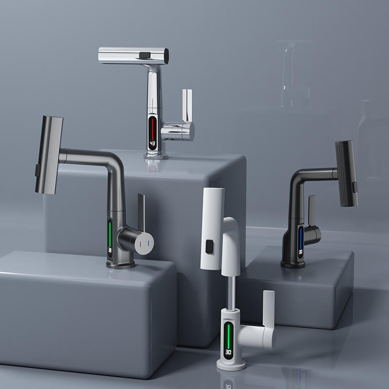 The Beta Essential Waterfall Faucet - VANQUISITE Experience the future of faucet technology. Digital display shows real-time water temperature. Effortlessly switch between hot and cold water. Experience the beauty of a waterfall-like flow. Ideal for bathroom sinks and washbasins. Embrace modern elegance in your bathroom. Easy installation. Perfect as a gift for family or friends.  Gun Grey / Yes, Gun Grey / No, Silvery / Yes, Silvery / No, Black / Yes, Black / No, White / Yes, White / No